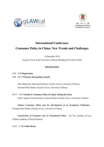 Conference - University of Macau - 16 December 2015